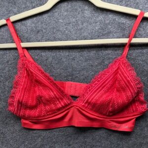Marilyn Monroe Lace Bralette Bra Womens S Red Coral Pink Triangle Wireless